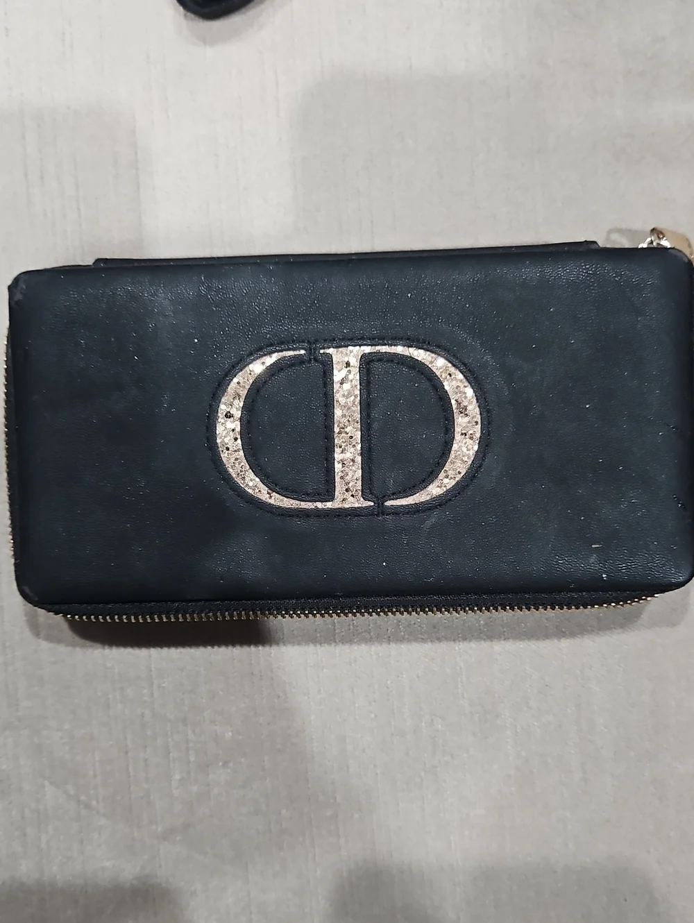 Dior Black Wallet with Gold CD Accent